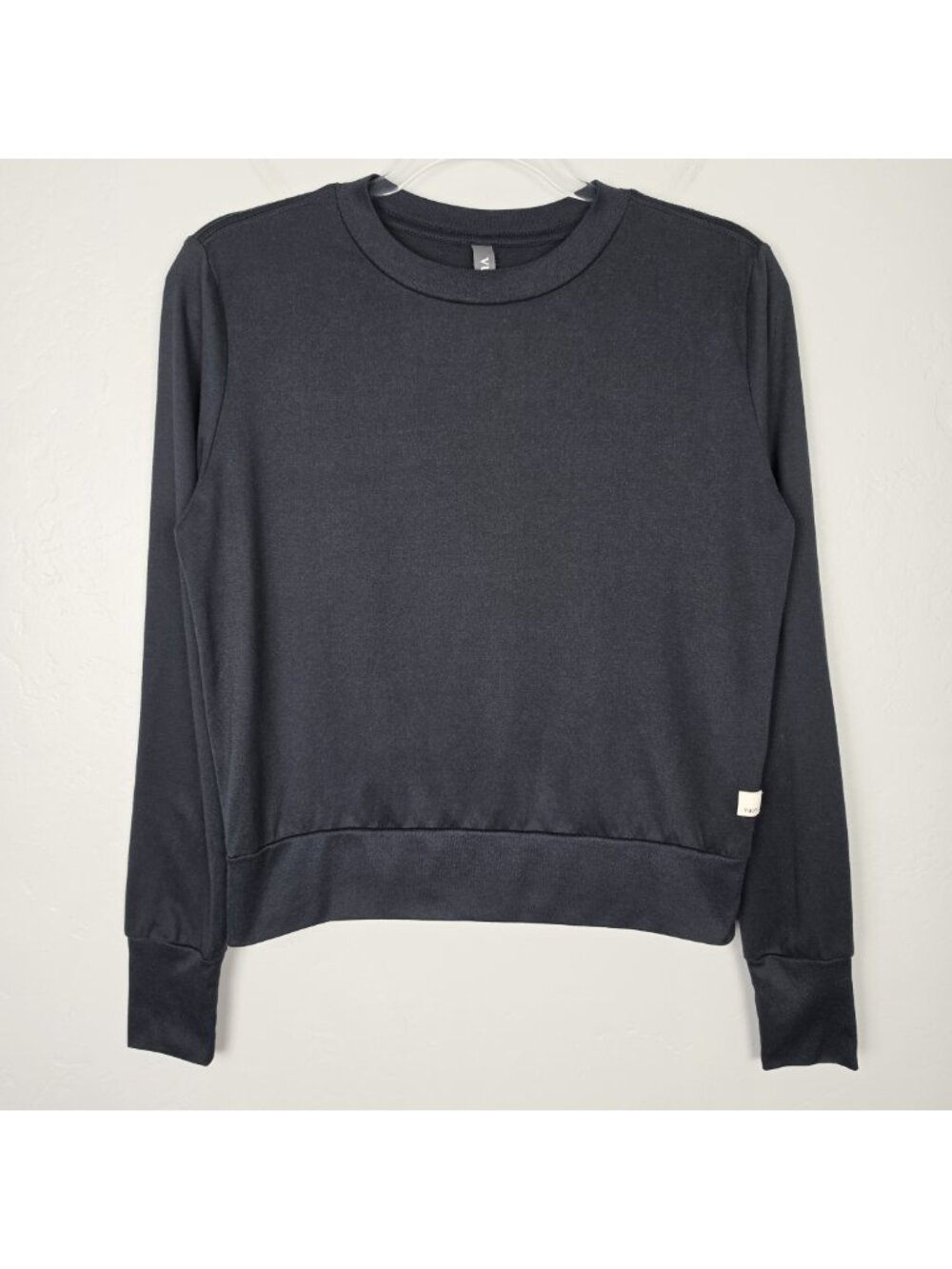 Vuori Black Crew Sweatshirt with Ribbed Hem